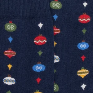 Homme Doré Doré Chaussettes^Chaussettes en coton à motifs de boules de Noël pour hommes - Bleu Voilier