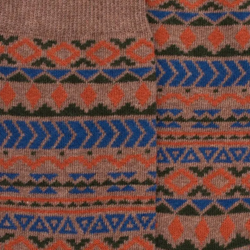 chaussettes_en_coton__mot_1-14.webp Homme Doré Doré Chaussettes^Chaussettes en coton à motifs tribaux pour hommes - Marron Caille