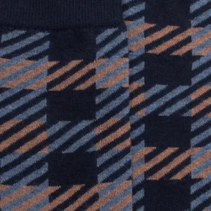 Homme Doré Doré Chaussettes^Chaussettes en coton à motifs écossais pour hommes - Bleu marine foncé