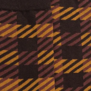 Homme Doré Doré Chaussettes^Chaussettes en coton à motifs écossais pour hommes - Couleur café