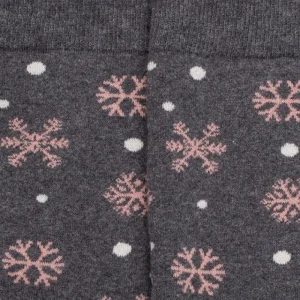 Femme Doré Doré Chaussettes^Chaussettes en coton à motifs de flocons de neige pour femmes - Gris oxford