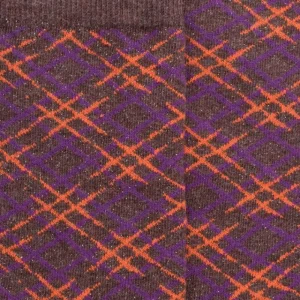 Femme Doré Doré Chaussettes^Chaussettes en coton à motifs écossais à effet brillant pour femmes - Brun loutre
