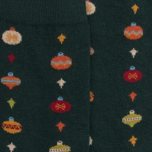 Homme Doré Doré Chaussettes^Chaussettes en coton à motifs de boules de Noël pour hommes - Gris-vert Fer