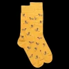 Homme Doré Doré Chaussettes^Chaussettes en coton égyptien pour hommes avec motifs de chiens - Jaune Moutarde