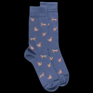 Homme Doré Doré Chaussettes^Chaussettes en coton égyptien pour hommes avec motifs de chiens - Bleu Port