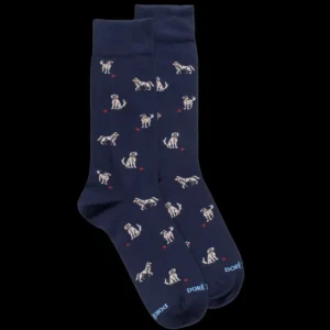 Homme Doré Doré Chaussettes^Chaussettes en coton égyptien pour hommes avec motifs de chiens - Bleu Matelot