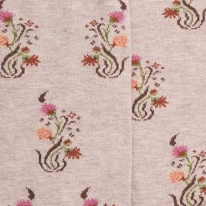 Femme Doré Doré Chaussettes^Chaussettes en coton égyptien pour femmes avec motifs de bouquets de fleurs - Beige Sahara