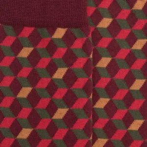 Homme Doré Doré Chaussettes^Chaussettes en coton égyptien pour hommes avec motifs de cubes en 3D -