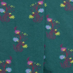 Femme Doré Doré Chaussettes^Chaussettes en coton égyptien pour femmes avec motifs de bouquets de fleurs - Vert Saule