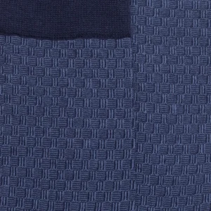 Homme Doré Doré Chaussettes^Chaussettes en coton égyptien pour hommes avec motifs de tissage bicolores - Bleu Matelot