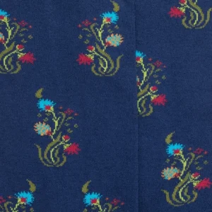 Femme Doré Doré Chaussettes^Chaussettes en coton égyptien pour femmes avec motifs de bouquets de fleurs - Bleu Voilier