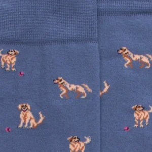Homme Doré Doré Chaussettes^Chaussettes en coton égyptien pour hommes avec motifs de chiens - Bleu Port