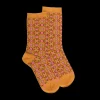 Femme Doré Doré Chaussettes^Chaussettes en coton pour femmes avec motifs de carreaux mexicains - Maïs