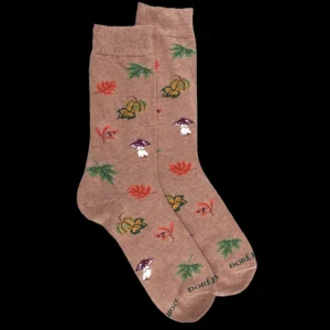 Homme Doré Doré Chaussettes^Chaussettes en coton pour hommes avec motifs de citrouille, de champignons et de feuilles - Marron Caille