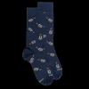 Homme Doré Doré Chaussettes^Chaussettes en coton pour hommes avec motif de guitare mexicaine - Bleu jean foncé