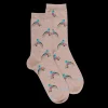 Femme Doré Doré Chaussettes^Chaussettes en coton pour femmes avec motifs d'oiseaux tropicaux - Beige Sahara