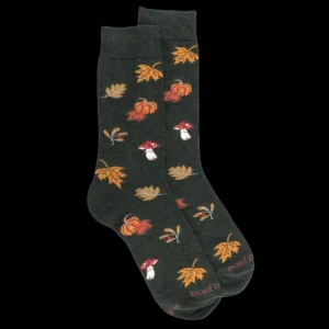 Homme Doré Doré Chaussettes^Chaussettes en coton pour hommes avec motifs de citrouille, de champignons et de feuilles - Vert thym