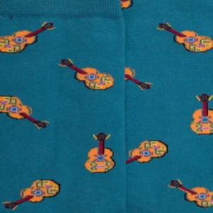 Homme Doré Doré Chaussettes^Chaussettes en coton pour hommes avec motif de guitare mexicaine -