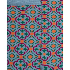 Femme Doré Doré Chaussettes^Chaussettes en coton pour femmes avec motifs de carreaux mexicains - Gris connemara