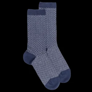 Femme Doré Doré Chaussettes^Chaussettes en laine à motifs pour femmes - Bleu Caban