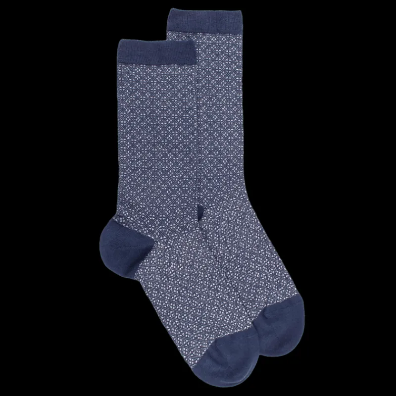 chaussettes_en_laine__mot_0-3.webp Femme Doré Doré Chaussettes^Chaussettes en laine à motifs pour femmes - Bleu Caban
