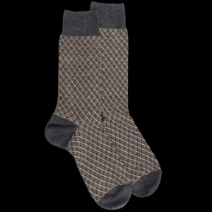 Homme Doré Doré Chaussettes^Chaussettes en laine à motifs pour hommes - Gris étain