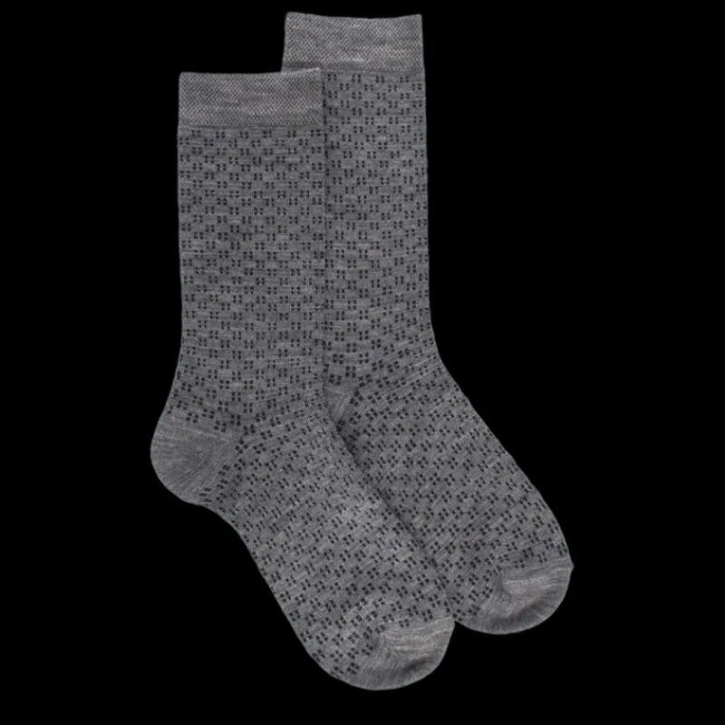 chaussettes_en_laine_pour_0-1.webp Enfant Doré Doré Chaussettes^Chaussettes en laine pour enfants avec motif à micro-carré - Gris Bourrasque