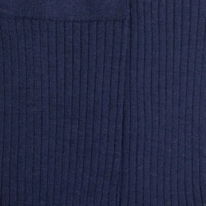 Femme Doré Doré Chaussettes^Chaussettes en laine unie côtelée pour femmes - Bleu Caban