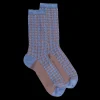 Femme Doré Doré Chaussettes^Chaussettes en viscose à motifs carrés et étoilés pour femmes - Bleu Port