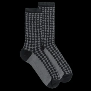 Femme Doré Doré Chaussettes^Chaussettes en viscose à motifs carrés et étoilés pour femmes -