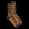 Femme Doré Doré Chaussettes^Chaussettes en viscose à motifs carrés et étoilés pour femmes - Marron Chocolat