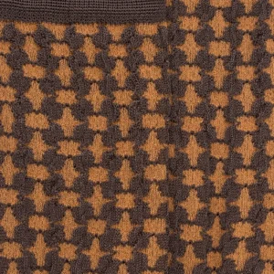 Femme Doré Doré Chaussettes^Chaussettes en viscose à motifs carrés et étoilés pour femmes - Marron Chocolat