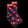 Enfant Doré Doré Chaussettes^Chaussettes enfant échiquier en coton - Gris anthracite & Orange souci
