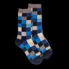 Enfant Doré Doré Chaussettes^Chaussettes enfant échiquier en coton - Bleu marine foncé