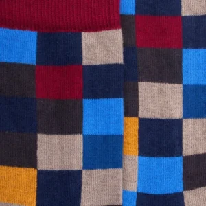 Enfant Doré Doré Chaussettes^Chaussettes enfant échiquier en coton - Bleu & violet amarante