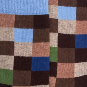 Enfant Doré Doré Chaussettes^Chaussettes enfant échiquier en coton - Bois & bleu macadam