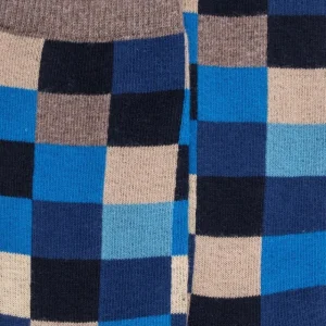 Enfant Doré Doré Chaussettes^Chaussettes enfant échiquier en coton - Bleu marine foncé