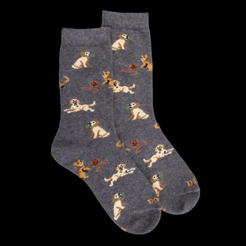 chaussettes_enfant_en_cot_0-10.webp Enfant Doré Doré Chaussettes^Chaussettes enfant en coton à motif chiens et chats - Gris oxford
