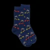 Enfant Doré Doré Chaussettes^Chaussettes enfant en coton à motifs voitures de course - Bleu Voilier