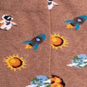Enfant Doré Doré Chaussettes^Chaussettes enfant en coton à motif univers - Marron Caille