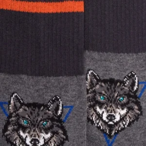 Enfant Doré Doré Chaussettes^Chaussettes enfant en coton à motif loup - Gris oxford