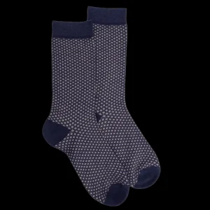 Enfant Doré Doré Chaussettes^Chaussettes enfant en laine à motif micro treillis - Bleu Caban