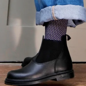 Enfant Doré Doré Chaussettes^Chaussettes enfant en laine à motif micro treillis - Bleu Caban