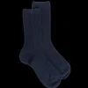 Enfant Doré Doré Chaussettes^Chaussettes enfants côtelées en coton doux - Bleu foncé