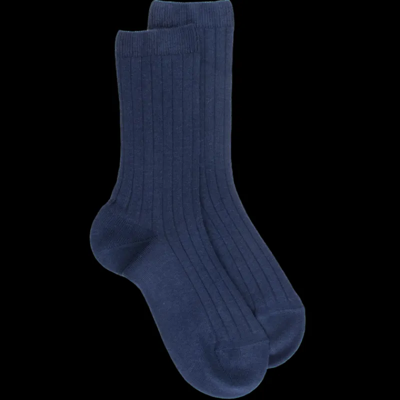 chaussettes_enfants_ctele_0-6.webp Enfant Doré Doré Chaussettes^Chaussettes enfants côtelées en coton doux - Bleu marine