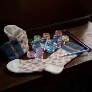 Enfant Doré Doré Chaussettes^Chaussettes enfants en laine polaire motif géométrique - Écru