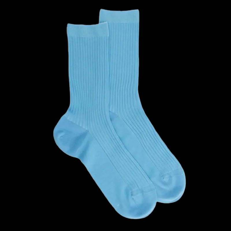 chaussettes_femme__ctes_e_0-11.webp Femme Doré Doré Chaussettes^Chaussettes femme à côtes en fil d'Écosse - Bleu Pirogue