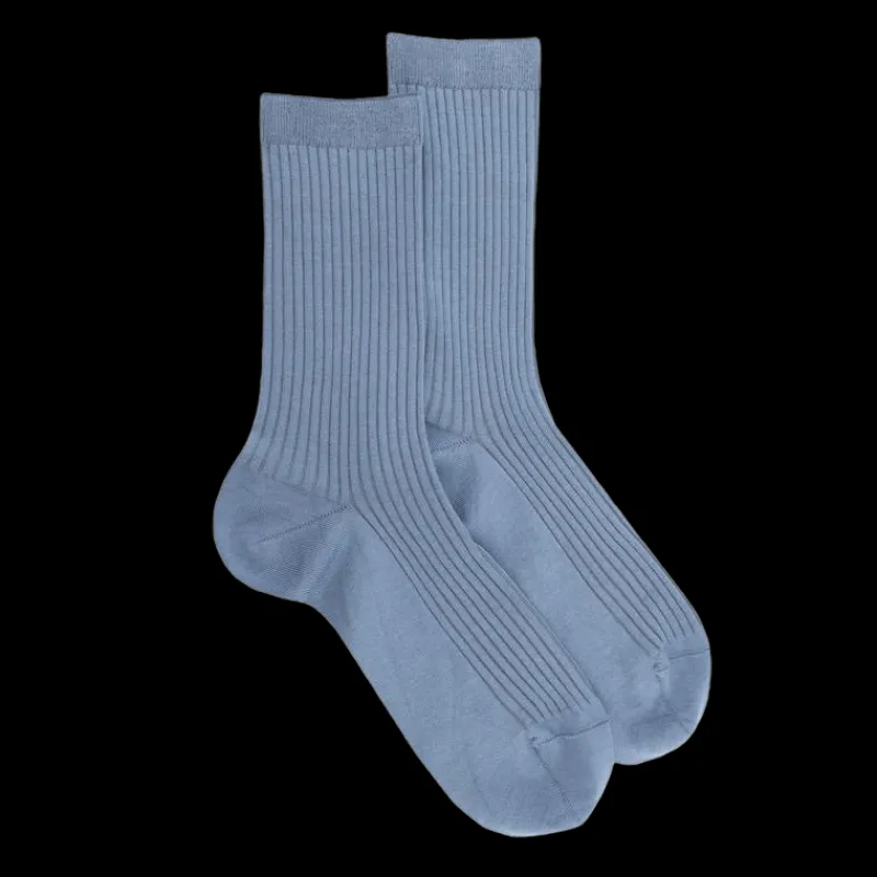 chaussettes_femme__ctes_e_0-12.webp Femme Doré Doré Chaussettes^Chaussettes femme à côtes en fil d'Écosse - Bleu Antarctique