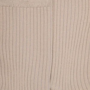 Femme Doré Doré Chaussettes^Chaussettes femme à côtes en fil d'Écosse - Beige Grège
