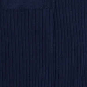 Femme Doré Doré Chaussettes^Chaussettes femme à côtes en fil d'Écosse - Bleu Matelot